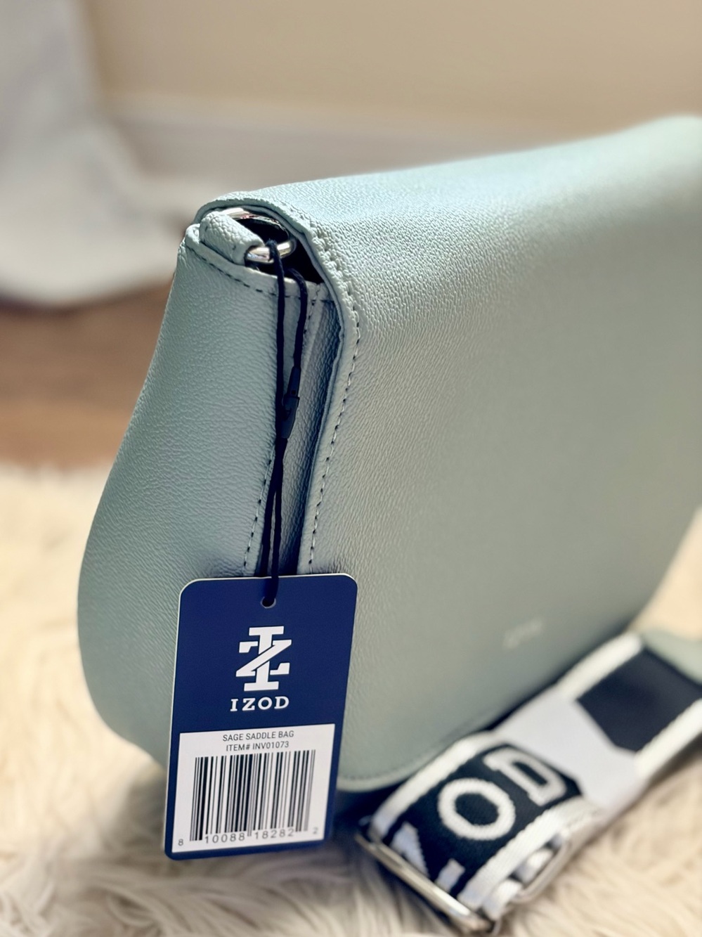 Izod Sage Green Saddle Bag Crossbody with Branded Strap - Picture 4 of 13